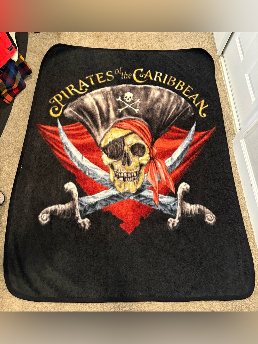 Vintage Disneyland Pirates of the Caribbean Fleece Blanket 64x50 EUC